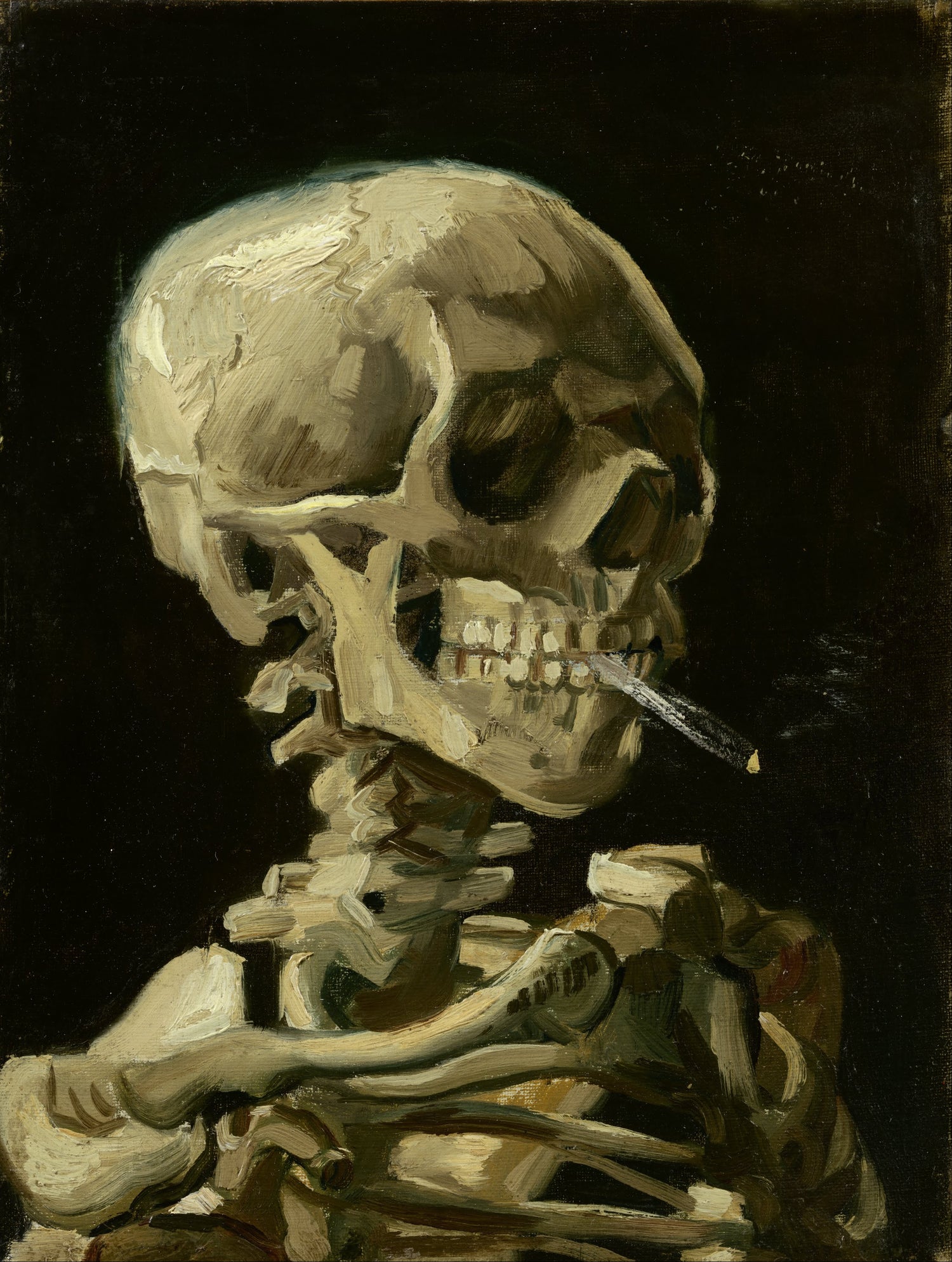 Head of a skeleton with a burning cigarette (1886) by Vincent van Gogh