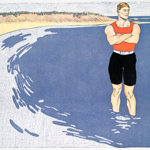 Man standing in the sea (1899) by Edward Penfield