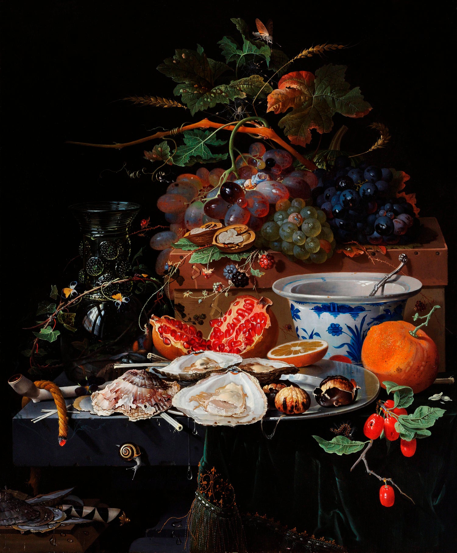 Fruits and oysters (1660 - 1679) by Abraham Mignon