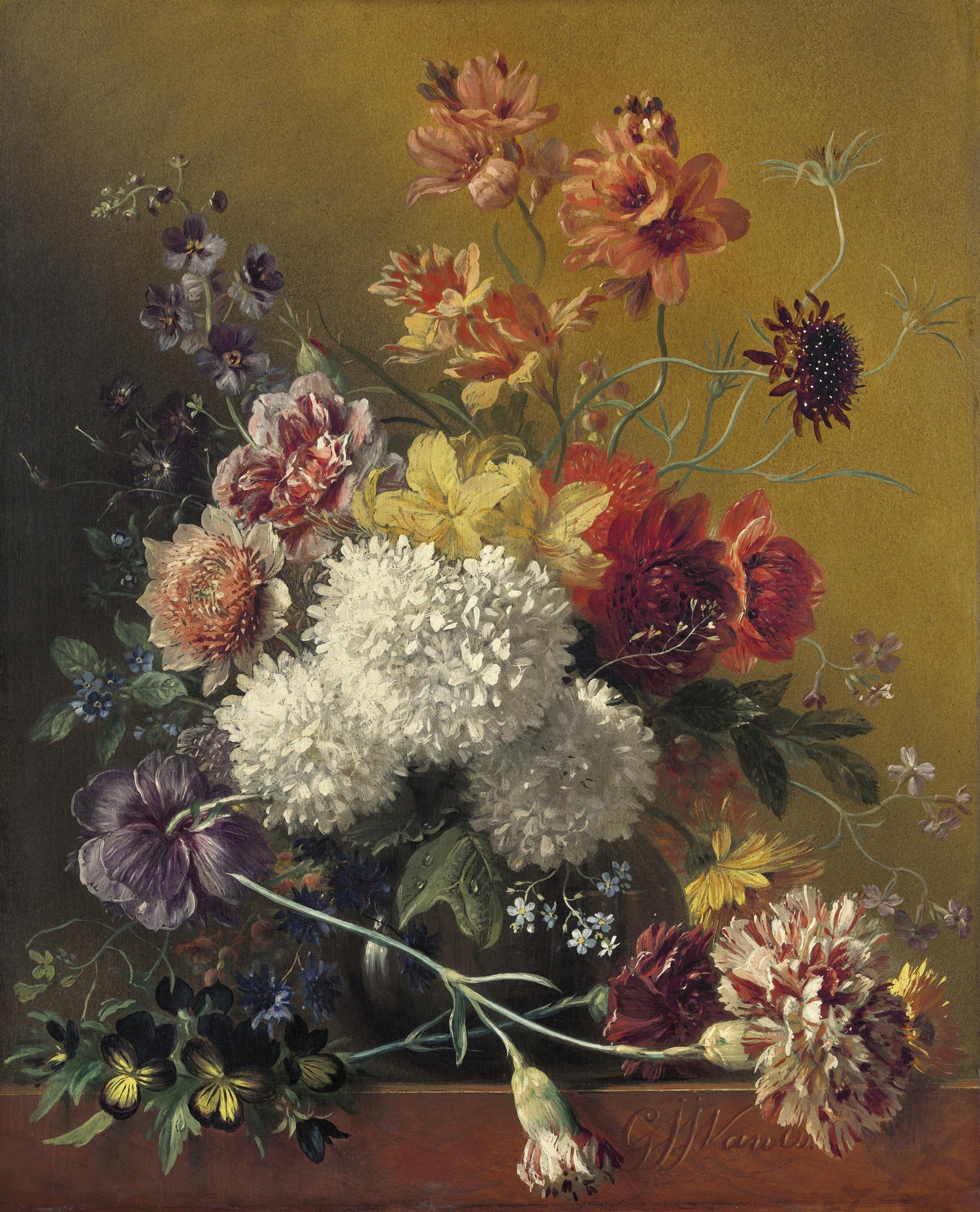 Still Life with Flowers (1820-1861) by Georgius Jacobus Johannes van Os