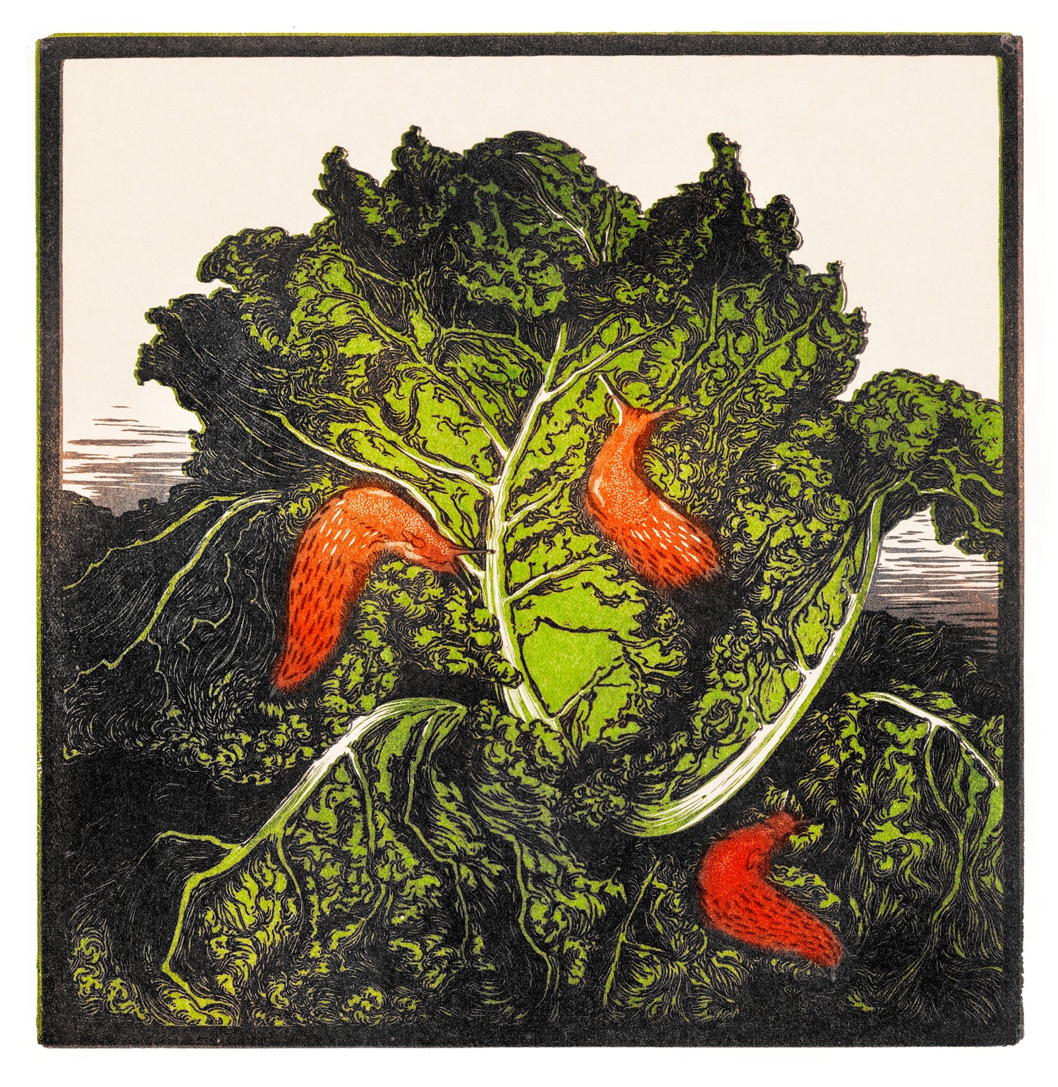 Three slugs on a cabbage (1877-1924) by Julie de Graag