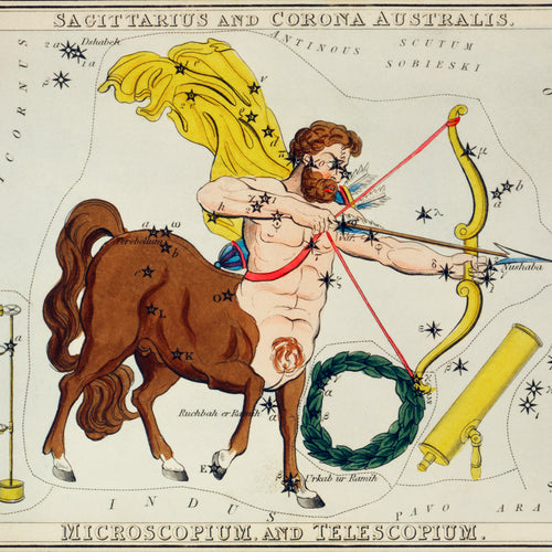 Sagittarius and Corona Australis, Microscopium and Telescopium (1831) by Sidney Hall