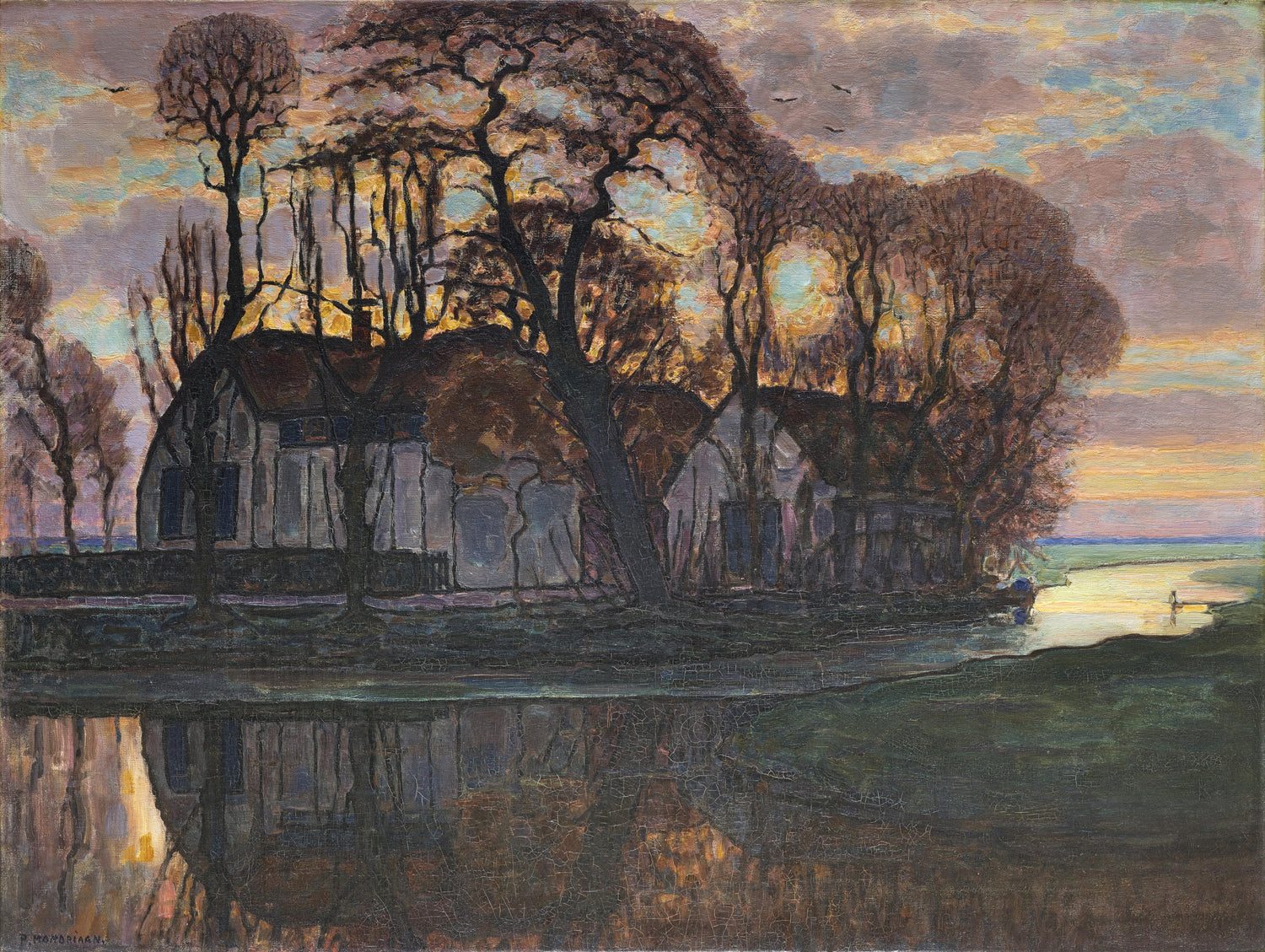 Farm Near Duivendrecht, in the Evening (1916) by Piet Mondrian