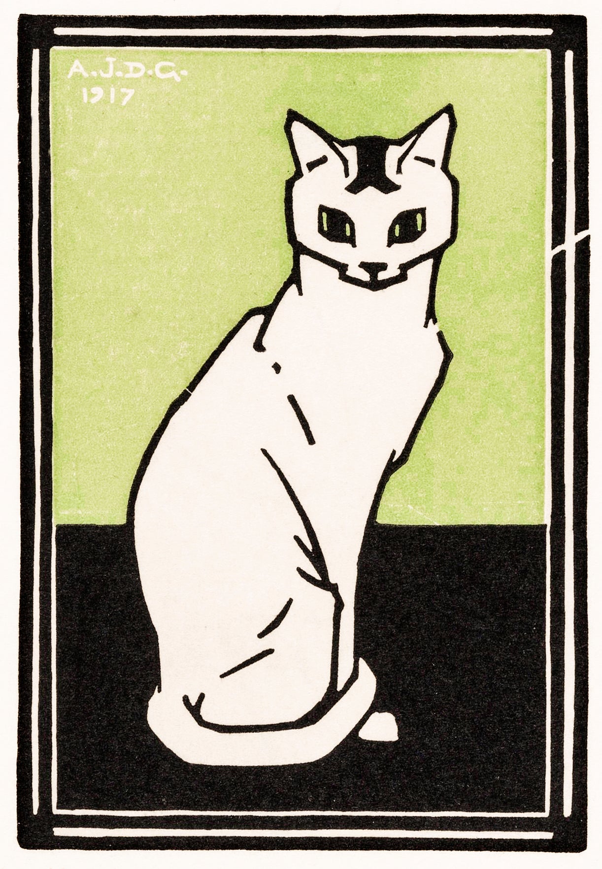 Sitting cat (1917) by Julie de Graag