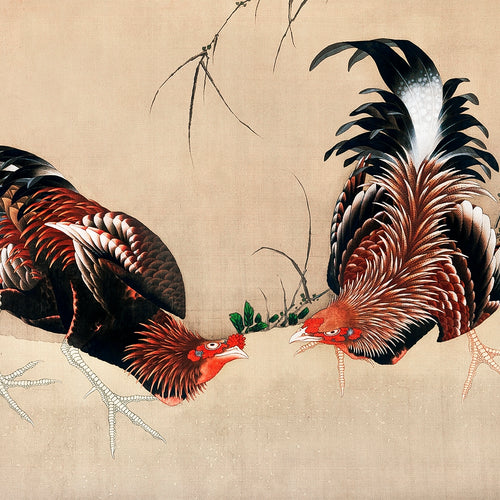 Gamecocks (1838) by Katsushika Hokusai