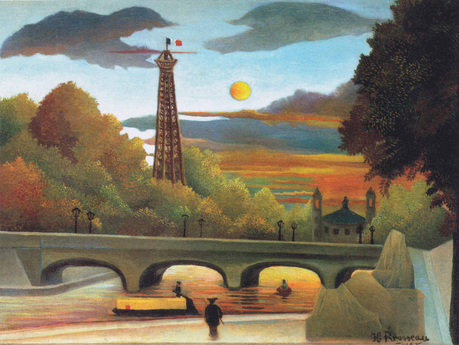 Seine and Eiffel-tower in the sunset (1910) by Henri Rousseau