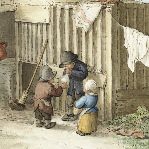 Three children playing with a pig bladder (1775-1883) by Jean Bernard