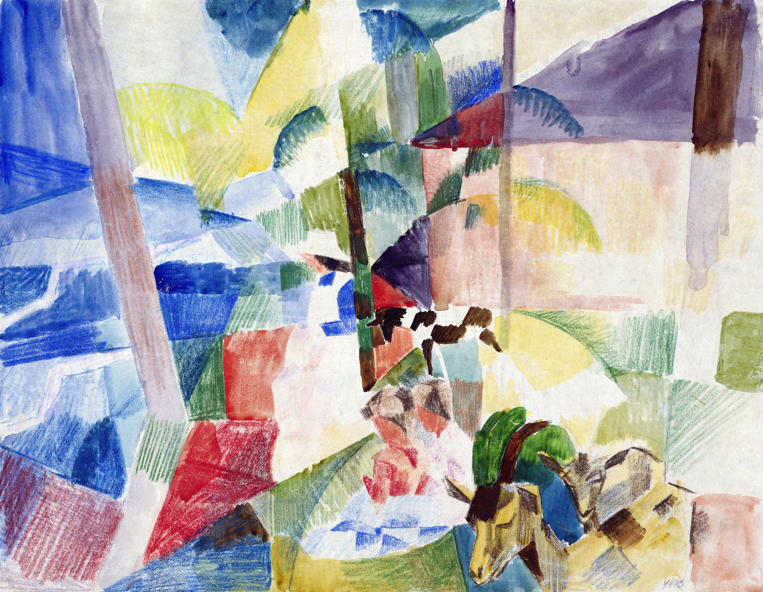 Landscape with children and goats (1913) by August Macke