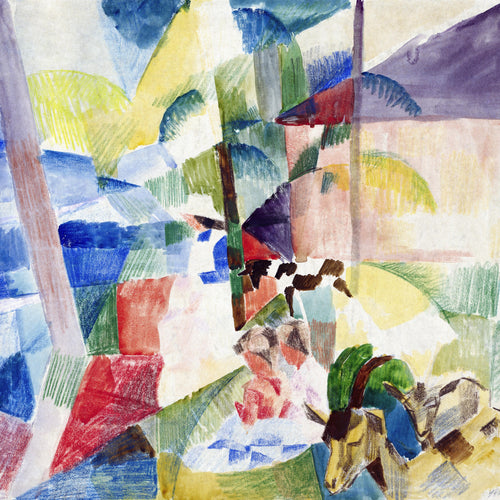 Landscape with children and goats (1913) by August Macke