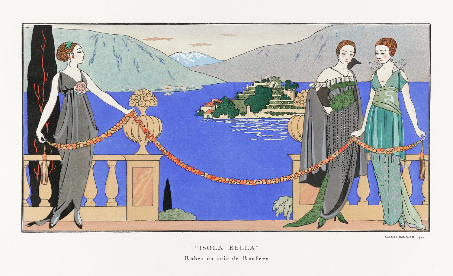 Isola Bella' Robes du soir de Redfern (1914) by George Barbier