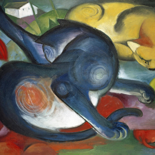 Two cats, blue and yellow (1912) by Franz Marc