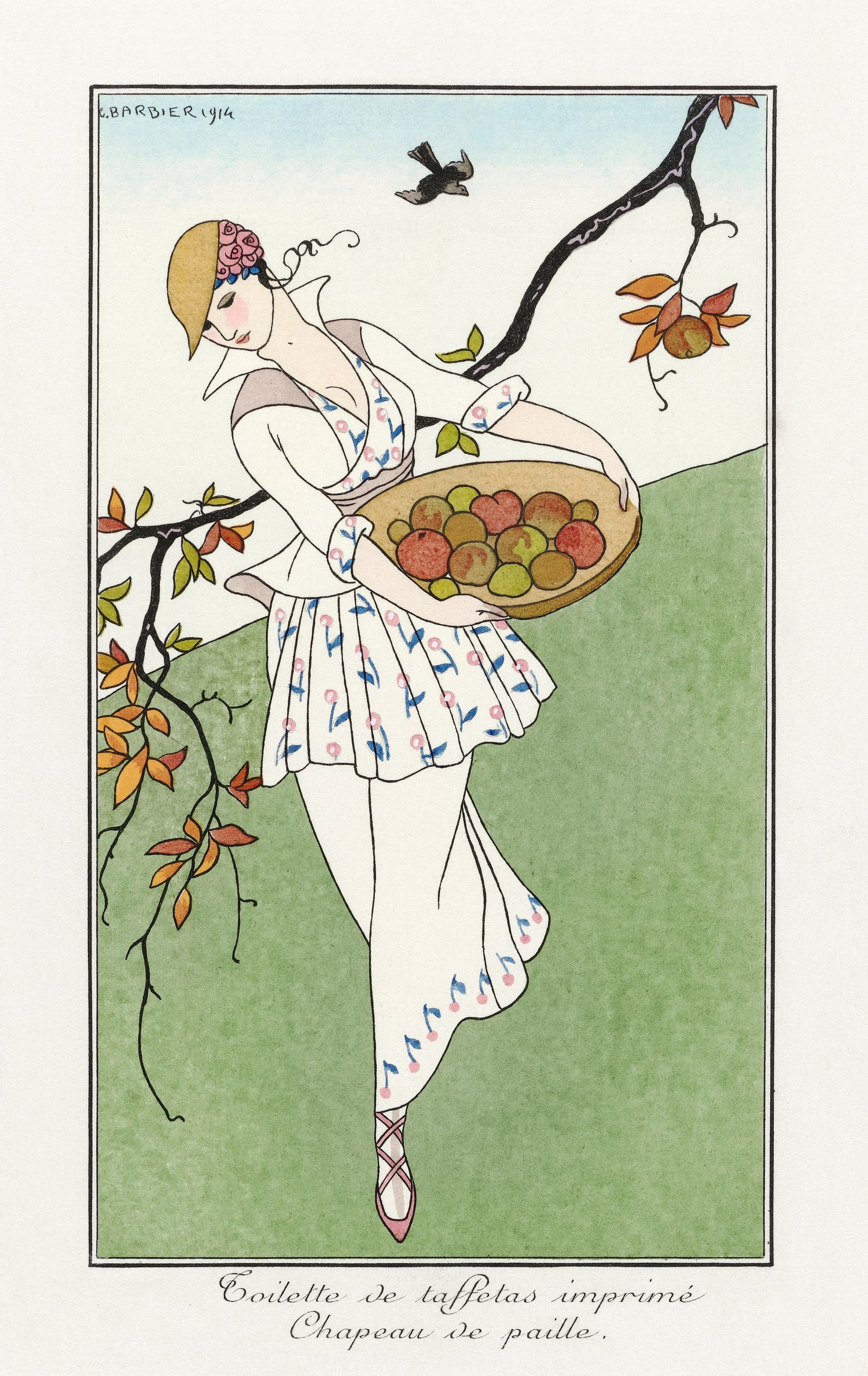 Costumes Parisiens: Toilettes de taffetas (1914) by George Barbier