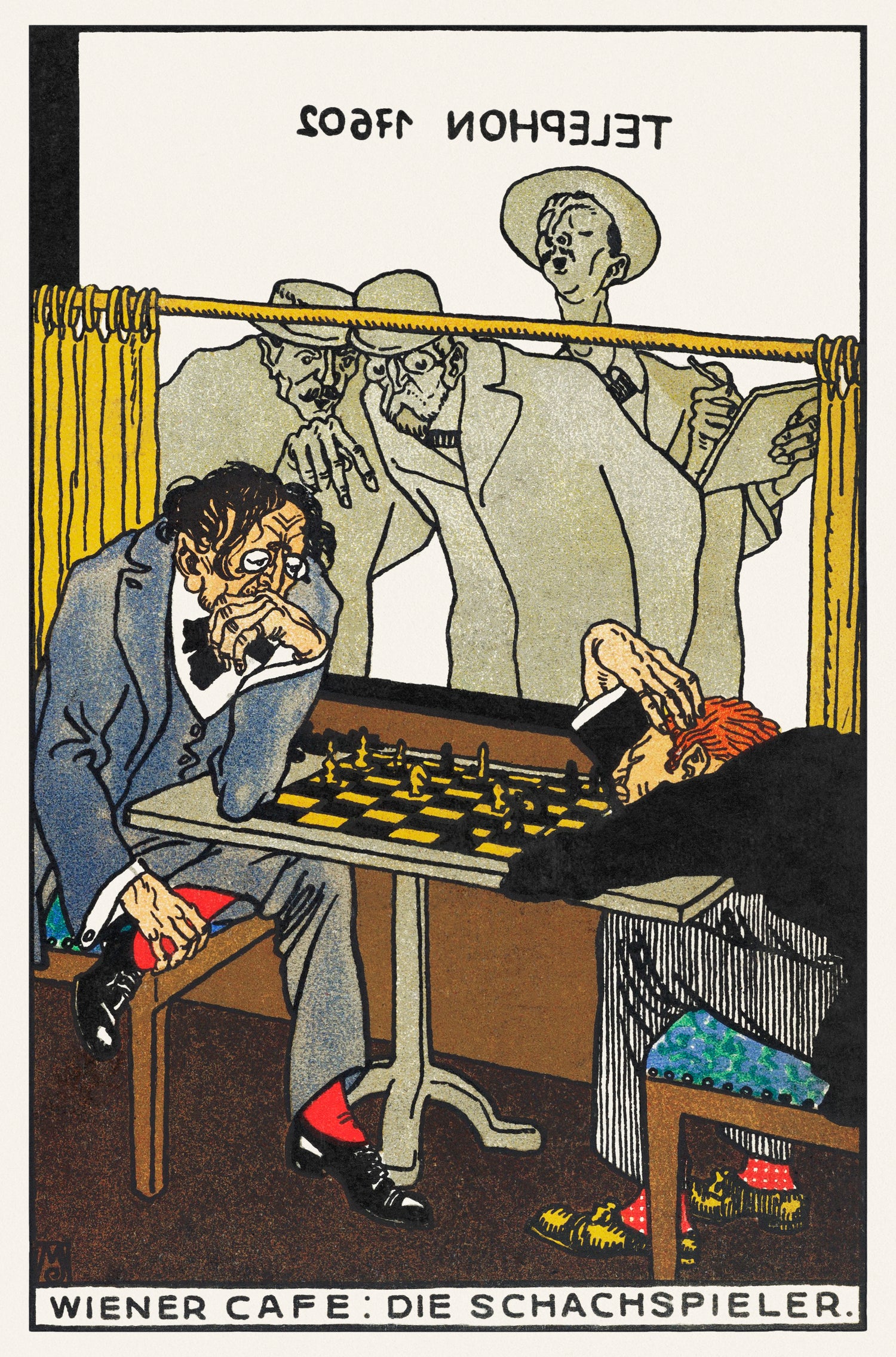 Viennese Café: The Chess Players (Wiener Café: Die Schachspieler) (1911) by Moriz Jung