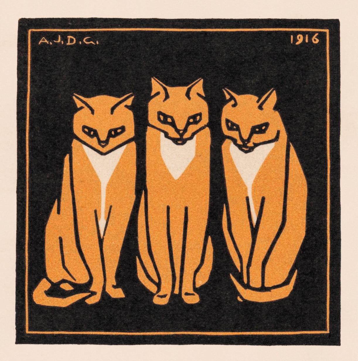 Three cats (1916) by Julie de Graag