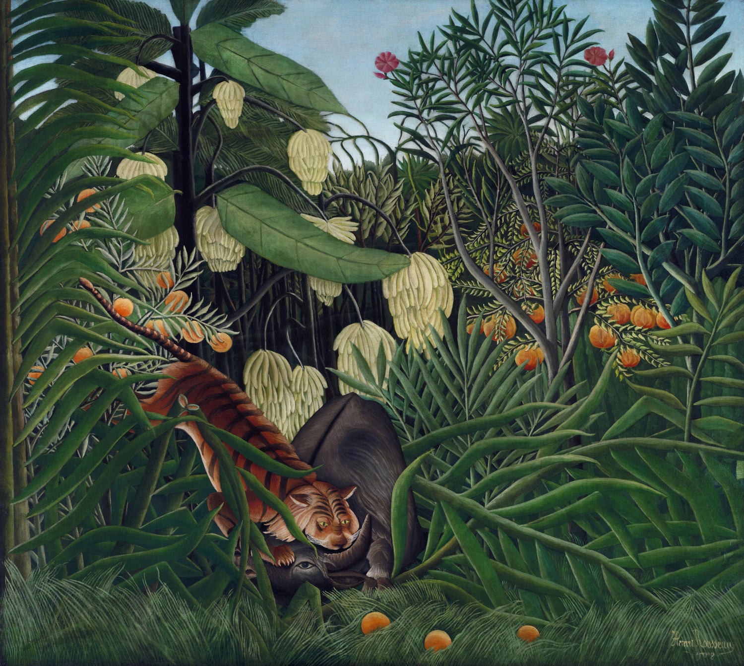 Fight between a Tiger and a Buffalo (1908) by Henri Rousseau