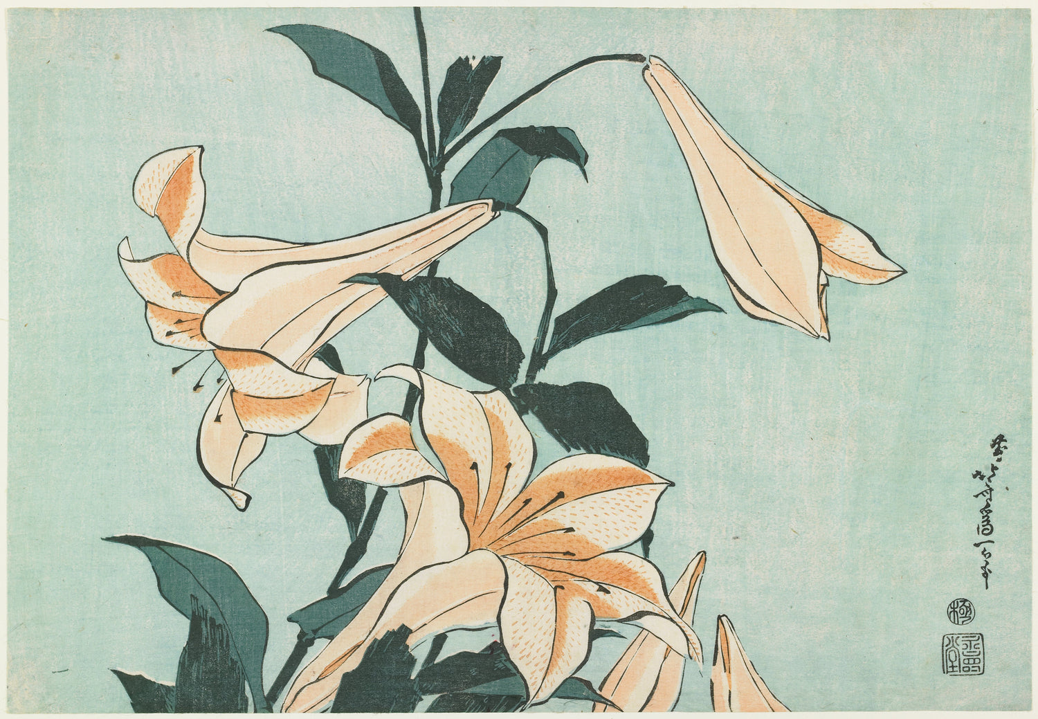 Lilies (ca.1833-1834) by Katsushika Hokusai