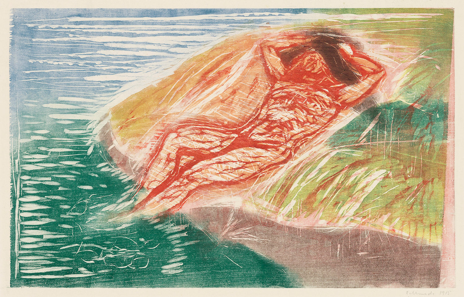 Sunbathing I (1915) by Edvard Munch