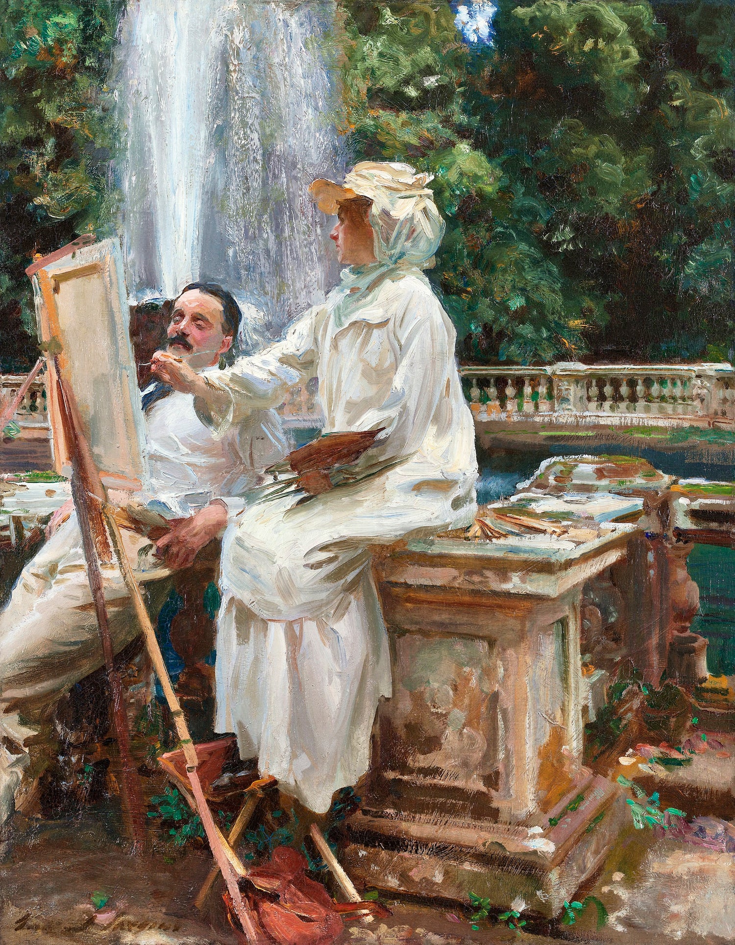 The Fountain, Villa Torlonia, Frascati, Italy (1907) by John Singer Sargent