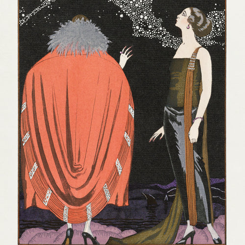 La voie lactée: Robe et manteau pour le soir, de Worth (1921) by George Barbier