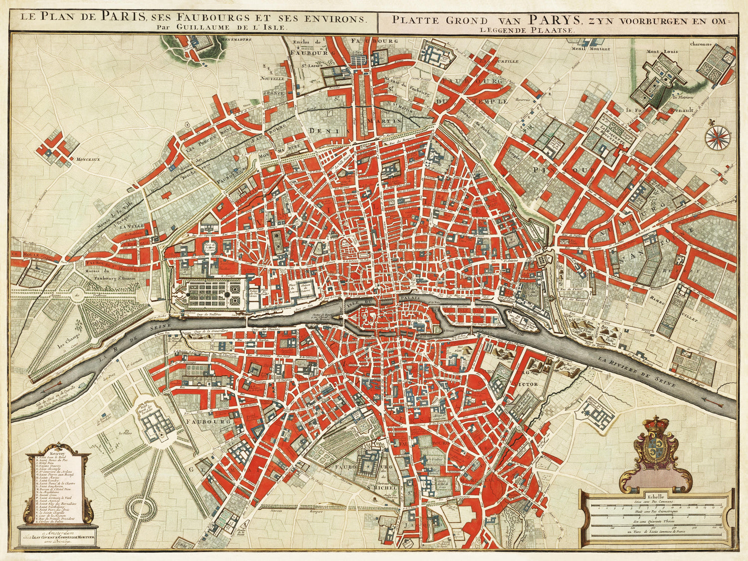 Plattegrond van Parijs (1721-1774) by Guillaume Delisle