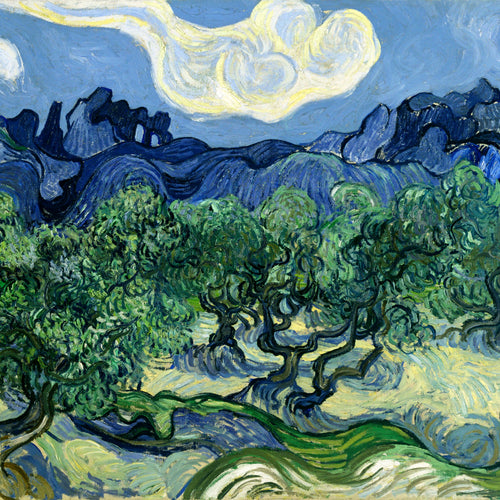 Olive Trees with the Alpilles in the Background (1889) by Vincent van Gogh