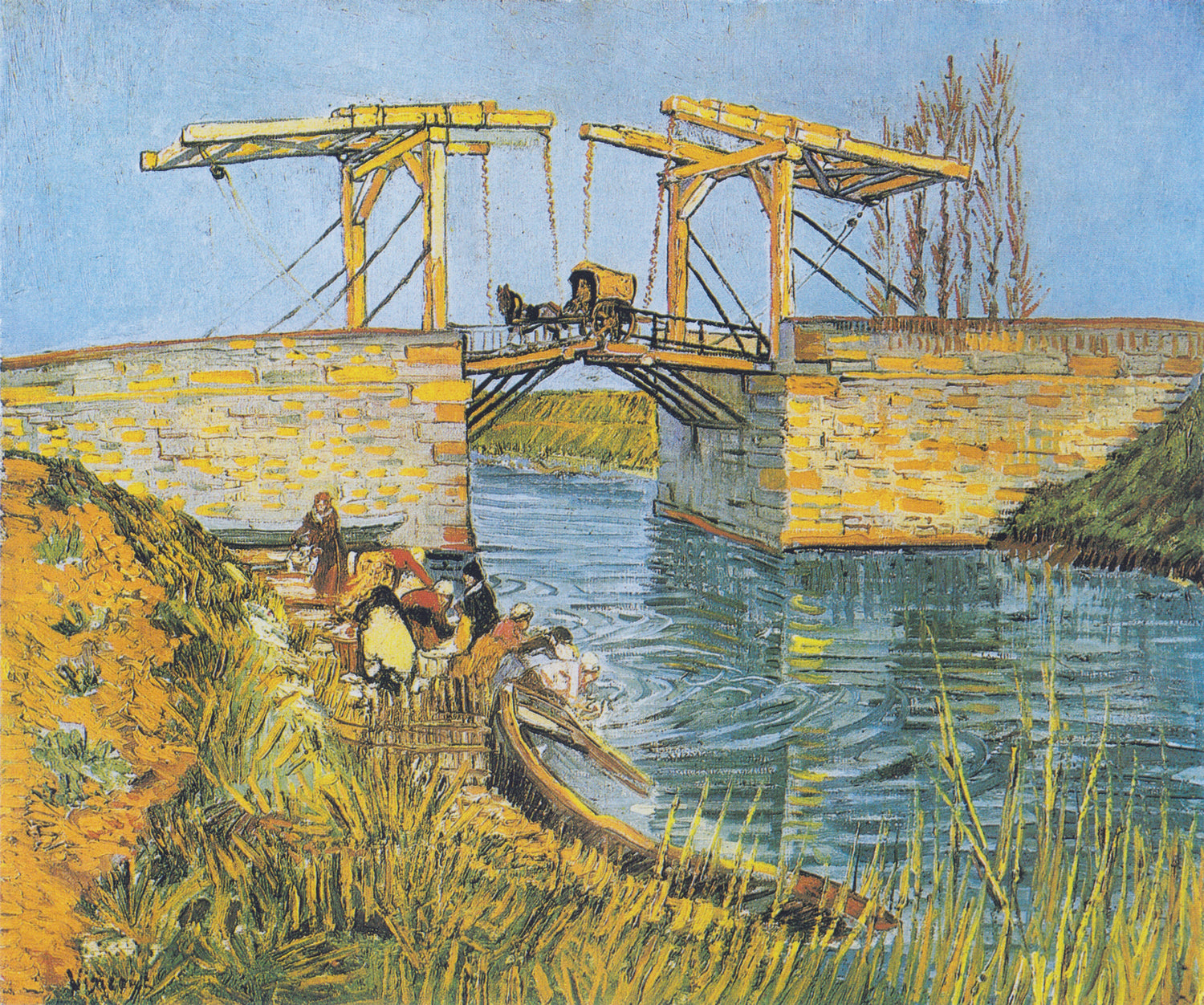 The Langlois Bridge at Arles with Women Washing (1888) by Vincent van Gogh