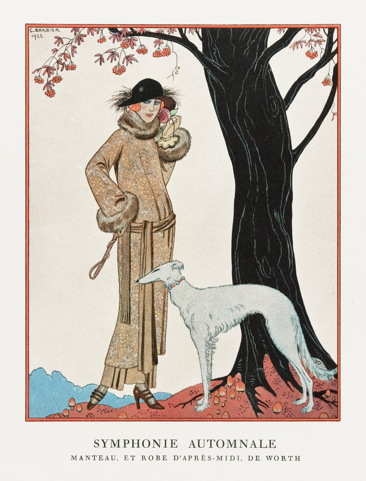 Autumn Symphony: Mantle and Afternoon Dress (1922) by George Barbier