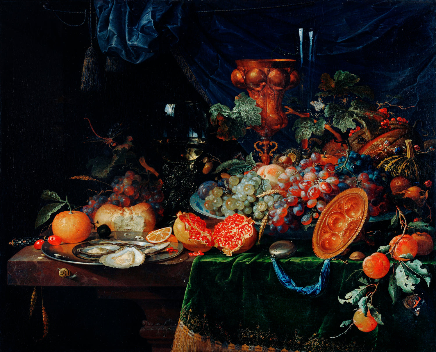 Fruits and oysters (1660-1679) by Abraham Mignon