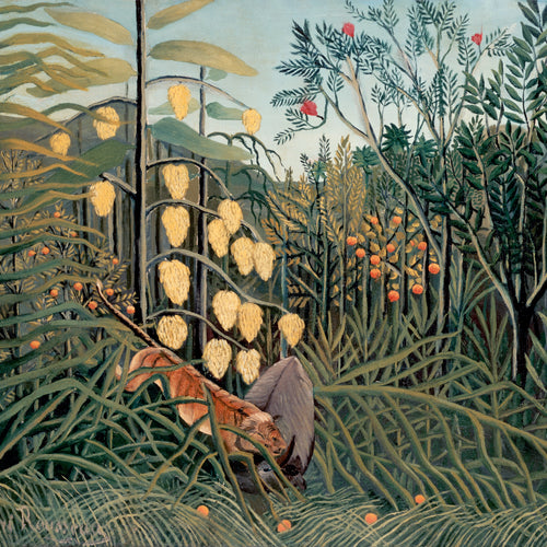 In a Tropical Forest. Struggle between Tiger and Bull (1908-1909) by Henri Rousseau