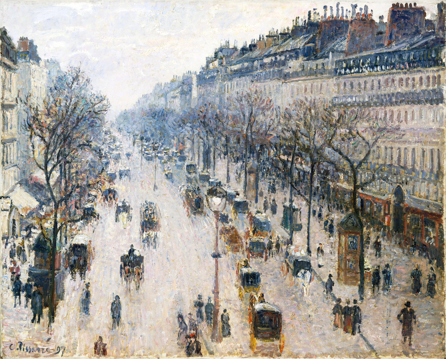 The Boulevard Montmartre on a Winter Morning (1897) by Camille Pissarro