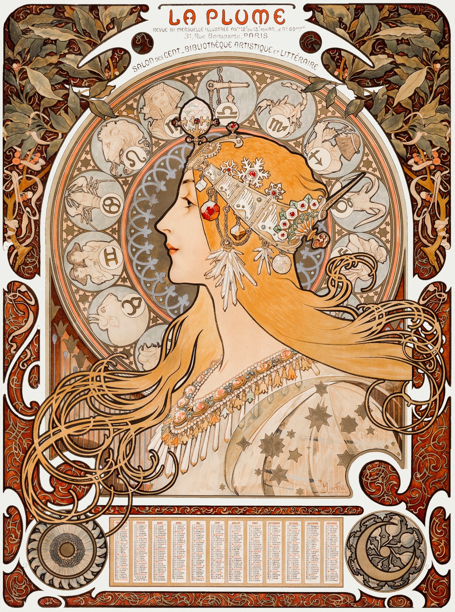 Zodiaque or La Plume (1896-1897) by Alphonse Maria Mucha