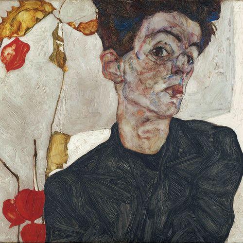 Self-Portrait with Physalis (1912) by Egon Schiele