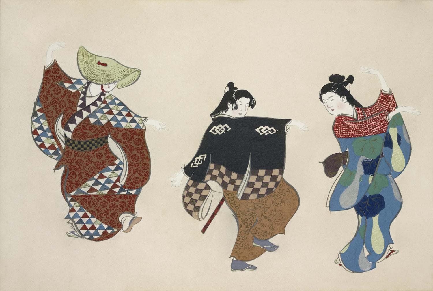 Dancers from Momoyogusa-Flowers of a Hundred Generations (1909) by Kamisaka Sekka