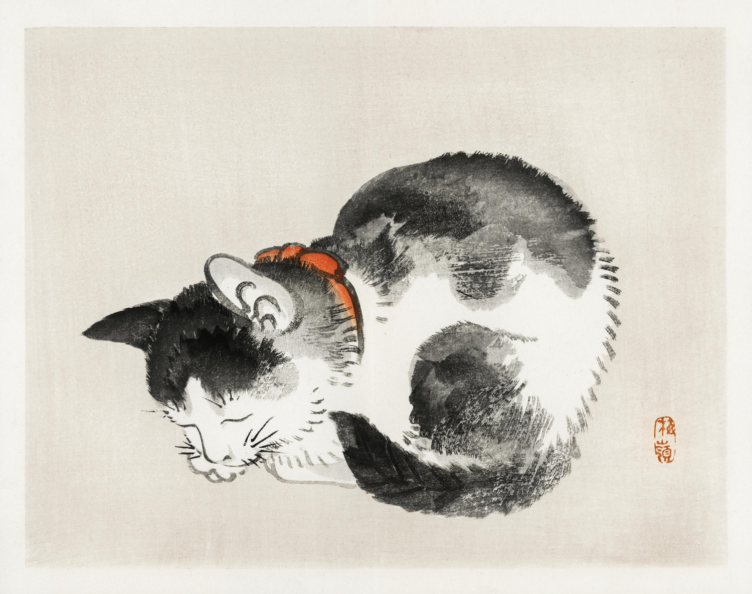 Sleeping cat (1913) by Kōno Bairei