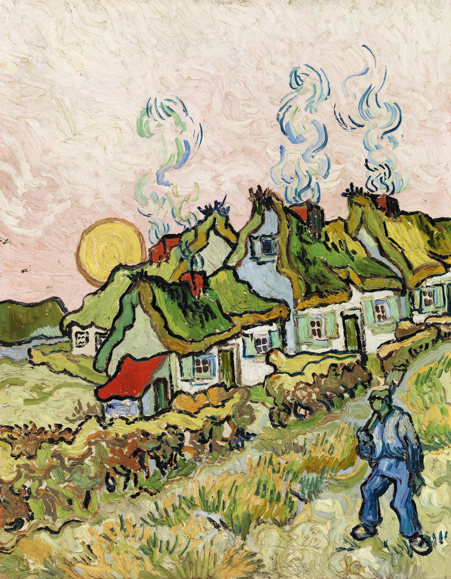 Houses and Figure (1890) by Vincent van Gogh