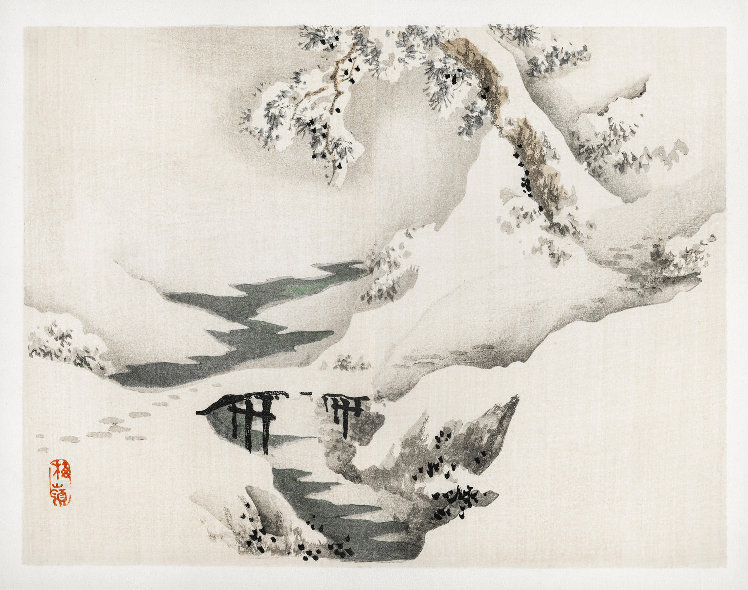 Snowscape (1913) by Kōno Bairei