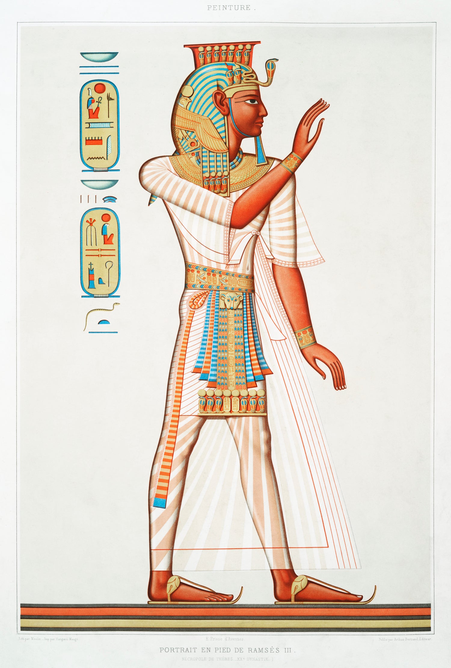 Full portrait of Ramses III from Histoire de l'Art Égyptien (1878) by Émile Prisse d'Avennes