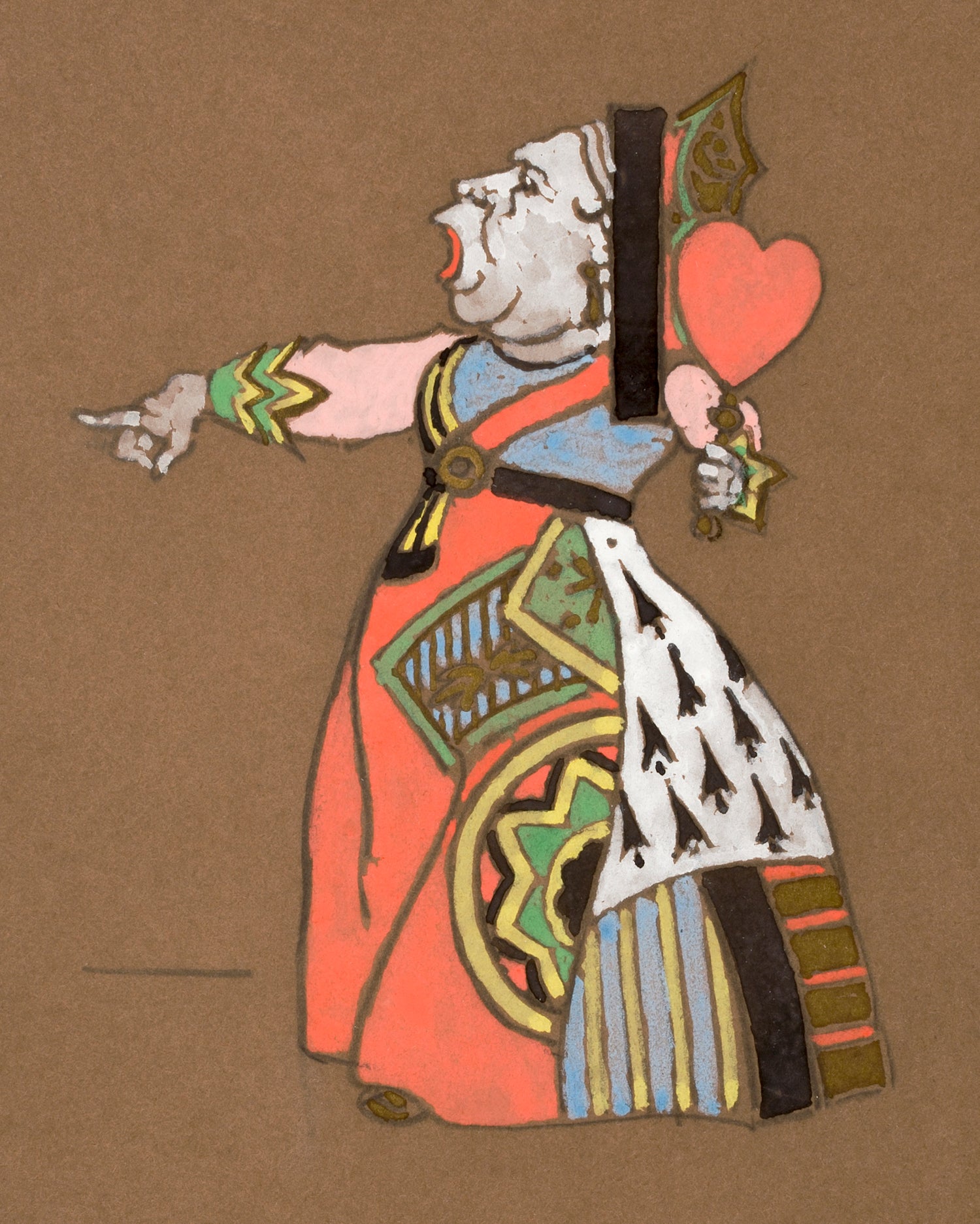 Queen of Hearts (1915) Costume Design for Alice in Wonderland (1915) by William Penhallow Henderson