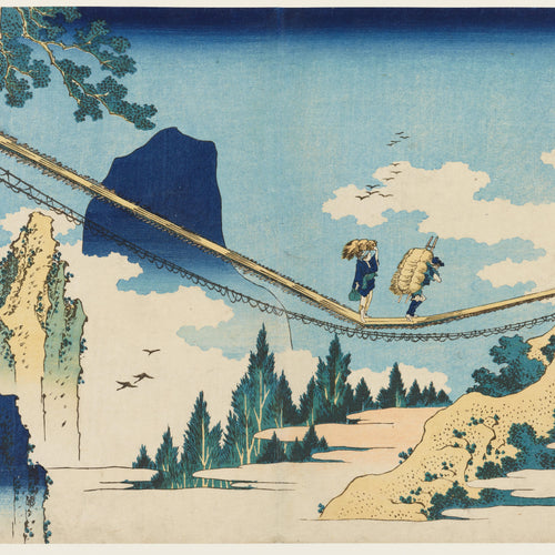 The Suspension Bridge on the Border of Hida and Etchū Provinces (ca.1834) by Katsushika Hokusai