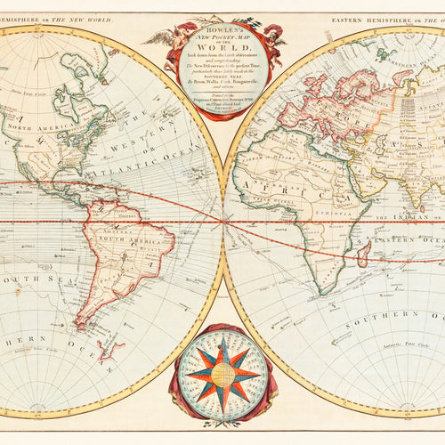 Bowles's new pocket map of the world: laid down from the latest observations and comprehending the new discoveries to the present time, particularly those lately made in the southern seas (No year mentioned) by Bowles Carington