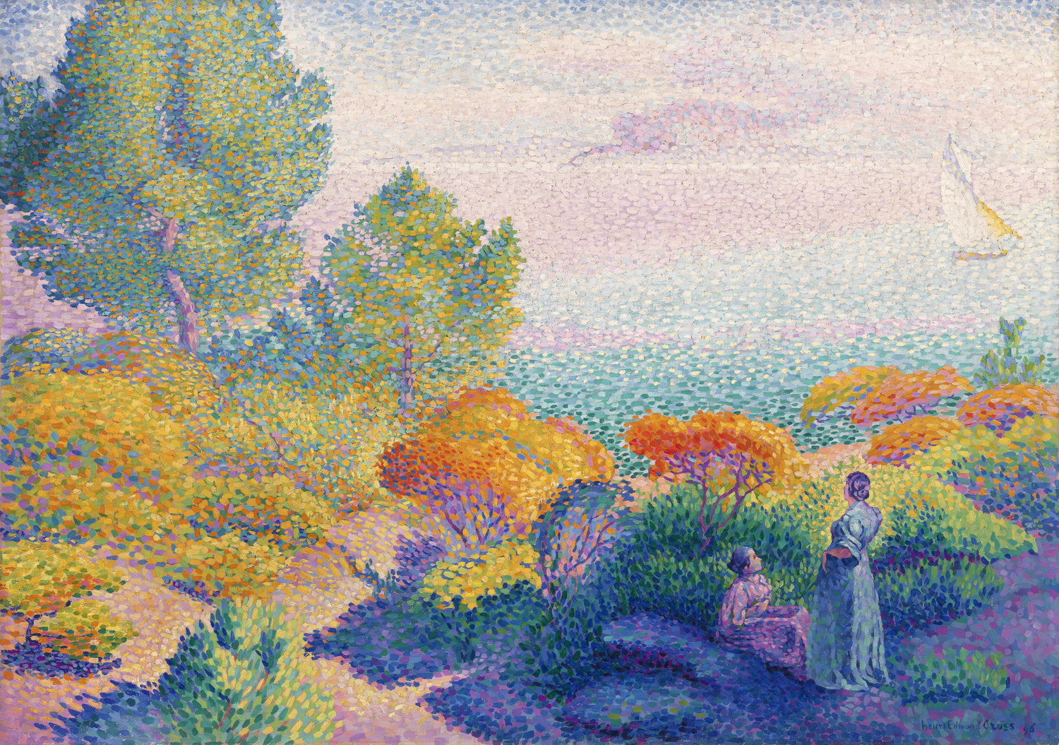 Two Women by the Shore, Mediterranean (1896) by Henri-Edmond Cross