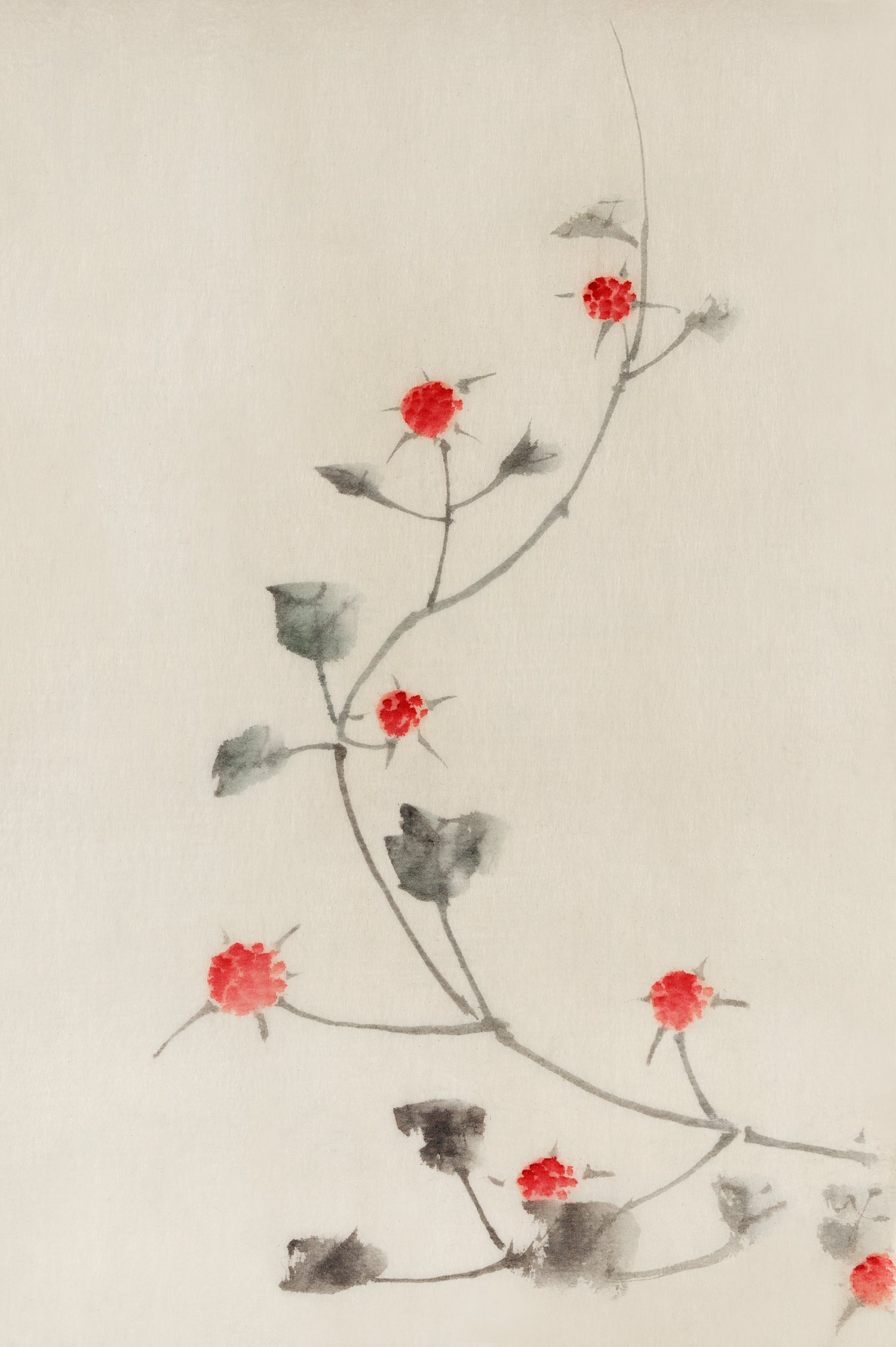 Small Red Blossoms on a Vine (1830-1850) by Katsushika Hokusai