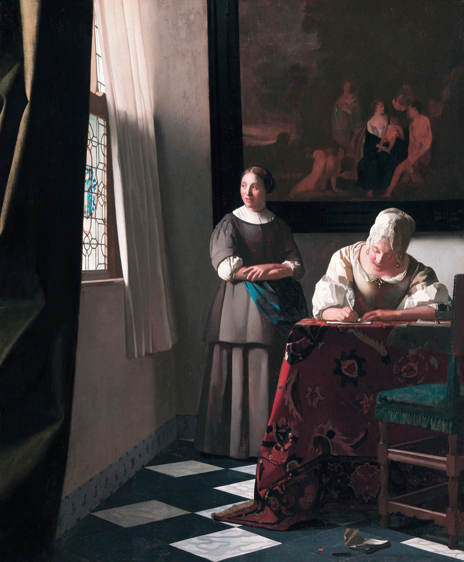 Lady Writing a Letter with her Maid (1670-1671) by Johannes Vermeer