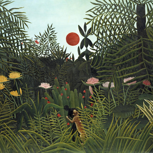 Virgin Forest with Sunset (1910) by Henri Rousseau