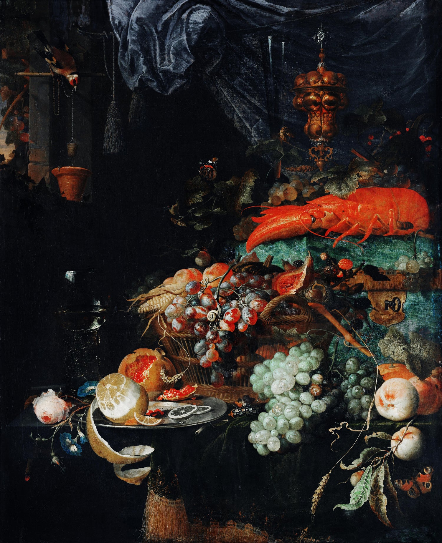 Fruits and lobster (1660-1679) by Abraham Mignon