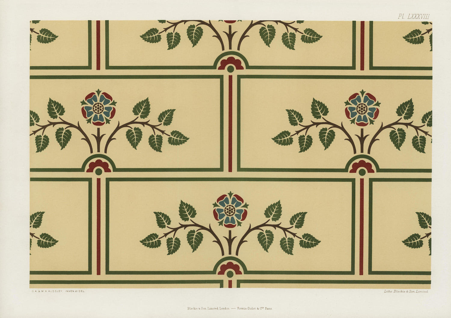 Floral brick pattern (1892) by G.A Audsley and M.A. Audsley