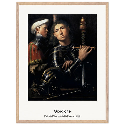 Portrait of Warrior with his Equerry (1509) by Giorgione. Archival Print on Museum Quality Matte Paper. Premium Wood Framed Wall Art. Original Aspect Ratio