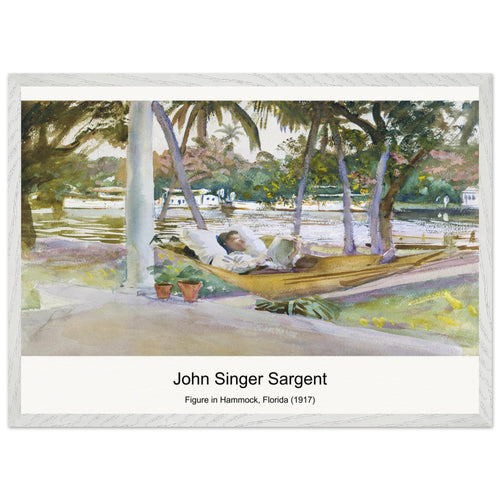 Figure in Hammock, Florida (1917) by John Singer Sargent. Archival Print on Museum Quality Matte Paper. Premium Wood Framed Wall Art. Optimised Aspect Ratio.