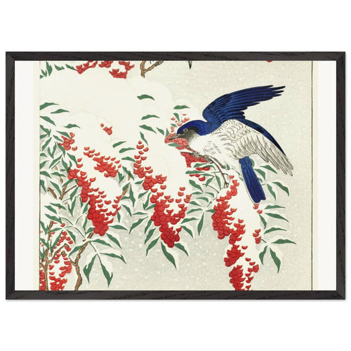Songbird on blossom branch (1900 - 1936) by Ohara Koson. Archival Print on Museum Quality Matte Paper. Premium Wood Framed Wall Art. Optimised Aspect Ratio.