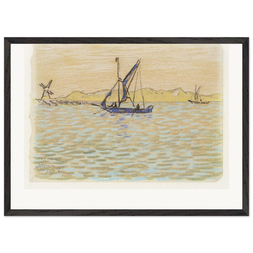 Sailing boats off the coast of Domburg (1907) by Jan Toorop. Archival Print on Museum Quality Matte Paper. Premium Wood Framed Wall Art. Original Aspect Ratio